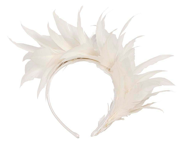 Ivory feather fascinator headband by Max Alexander - Hats From OZ