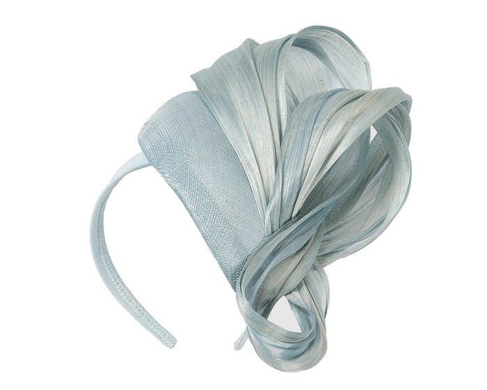 Light Blue pillbox fascinator with silk abaca bow by Fillies Collection - Hats From OZ