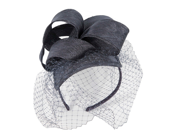 Navy fascinator with face veil by Max Alexander - Hats From OZ