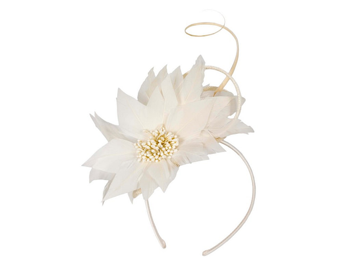 Cream feather flower fascinator by Max Alexander - Hats From OZ