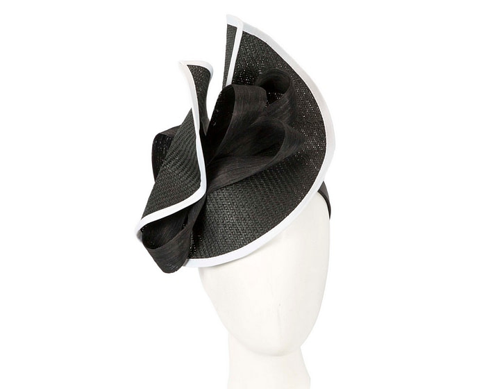 Large black & white Fillies Collection racing fascinator with bow - Hats From OZ