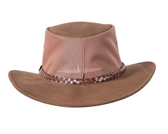 Brown Australian Suede Leather Cooler Jacaru Hat - Hats From OZ