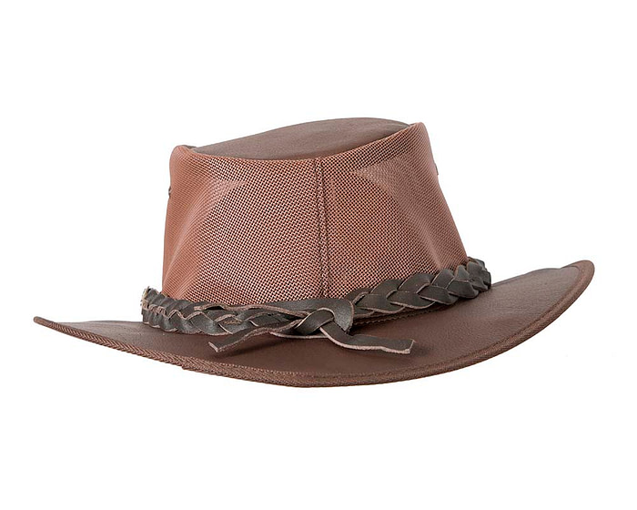 Brown Australian Kangaroo Leather Cooler Jacaru Hat - Hats From OZ
