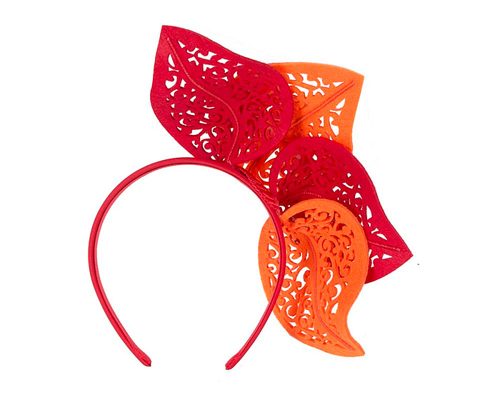 Modern red & orange racing fascinator by Max Alexander - Hats From OZ