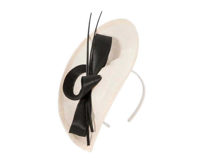 Large cream & black sinamay fascinator by Max Alexander - Hats From OZ