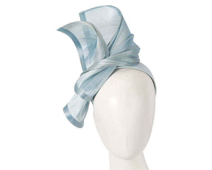 Bespoke light blue silk abaca racing fascinator by Fillies Collection - Hats From OZ