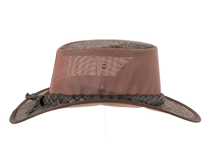 Stonewash Brown Australian Kangaroo Leather Cooler Jacaru Hat - Hats From OZ