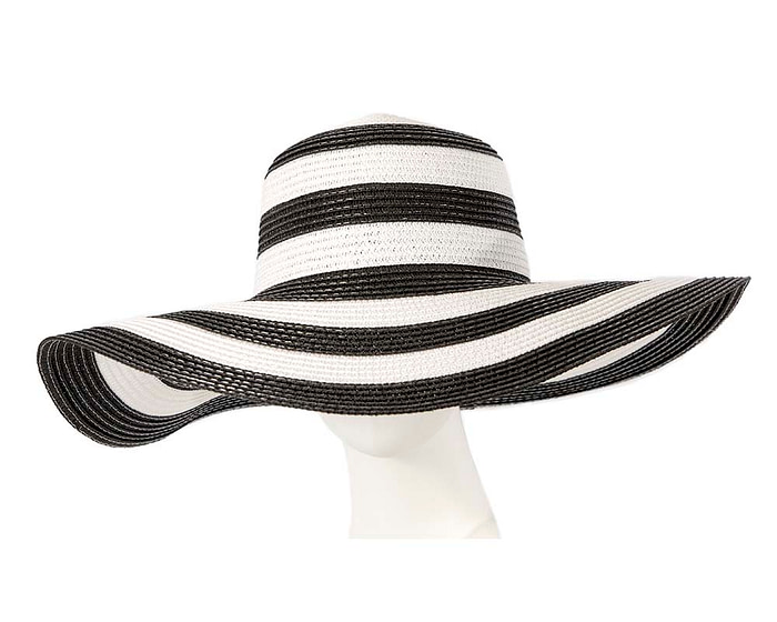 White and Black wide brimmed ladies summer beach hat - Hats From OZ