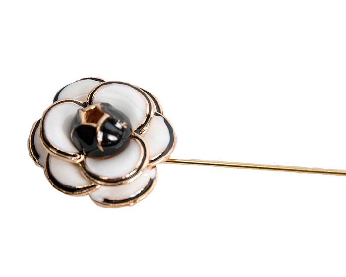 White 8cm flower head hat pin - Hats From OZ