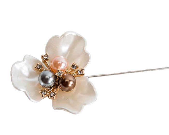 Pearl Flower 10cm hat pin - Hats From OZ