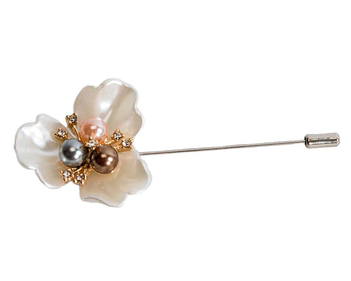 Pearl Flower 10cm hat pin - Hats From OZ