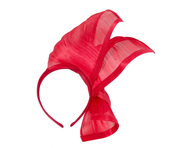 Bespoke red silk abaca racing fascinator by Fillies Collection - Hats From OZ