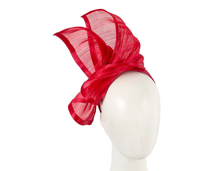 Bespoke red silk abaca racing fascinator by Fillies Collection - Hats From OZ