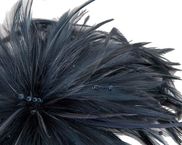 Navy custom made feather fascinator comb - Hats From OZ