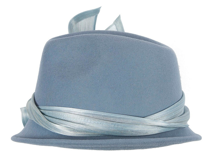 Light blue ladies winter fashion felt fedora hat by Fillies Collection - Hats From OZ