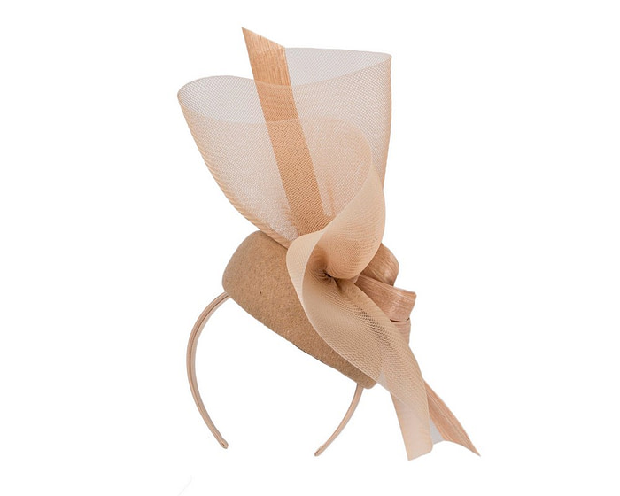 Tall beige winter racing fascinator by Fillies Collection - Hats From OZ