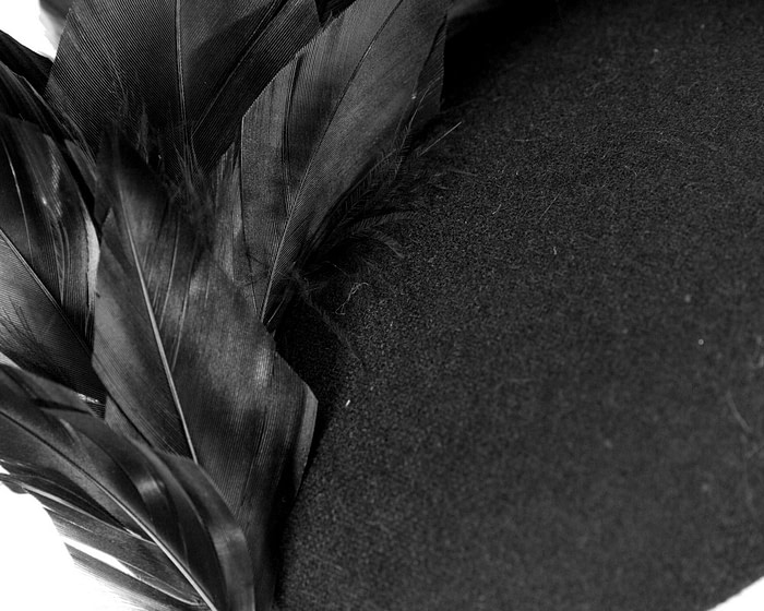 Black feather winter facing fascinator - Hats From OZ