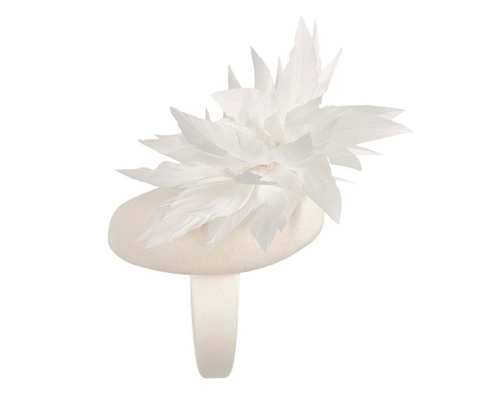 Cream feather winter facing fascinator - Hats From OZ