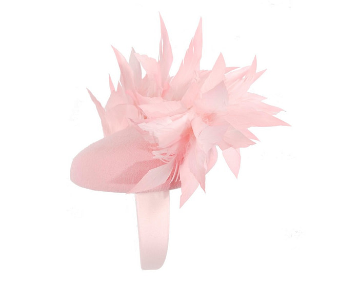Pink feather winter facing fascinator - Hats From OZ