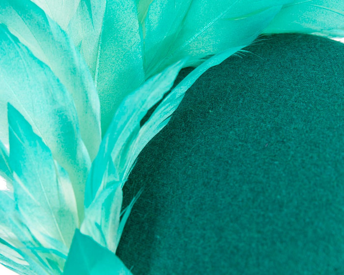 Teal feather winter facing fascinator - Hats From OZ