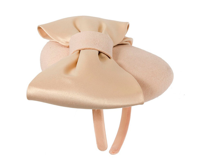 Nude winter pillbox fascinator with bow - Hats From OZ