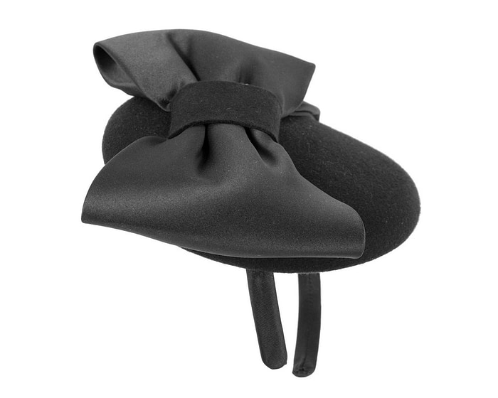 Black winter pillbox fascinator with bow - Hats From OZ