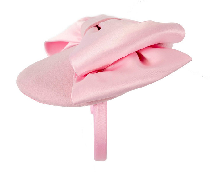 Pink winter pillbox fascinator with bow - Hats From OZ
