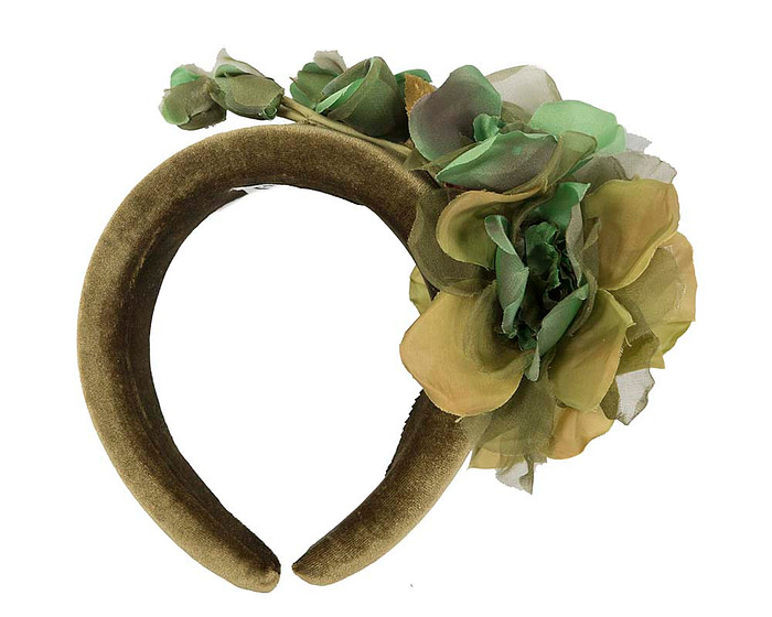 Velvet green flower headband by Max Alexander - Hats From OZ