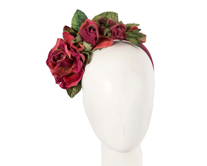 Burgundy vintage flower fascinator headband by Max Alexander - Hats From OZ