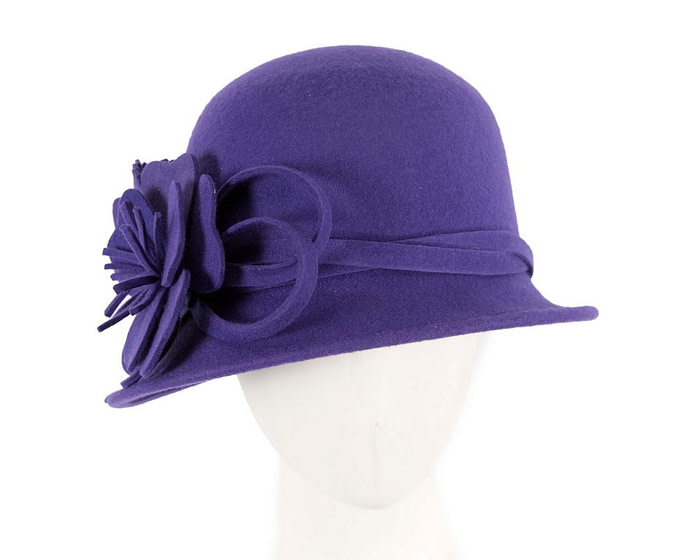 Purple felt winter hat with flower by Max Alexander - Hats From OZ
