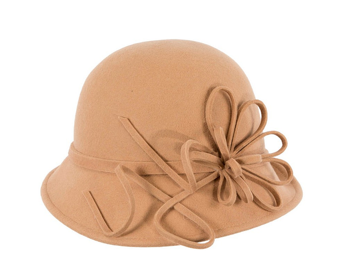 Beige felt winter hat with flower by Max Alexander - Hats From OZ