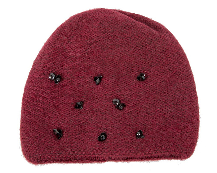 Warm European made woven burgundy beanie - Hats From OZ