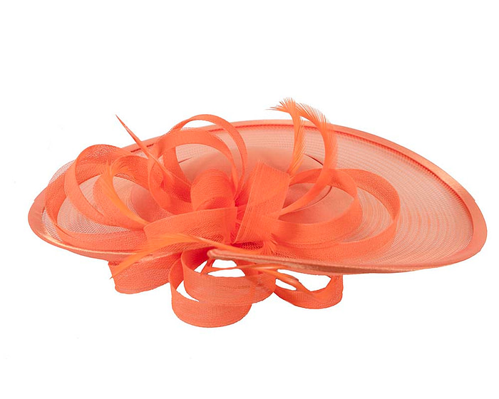 Custom made orange pillbox hat with feathers - Hats From OZ