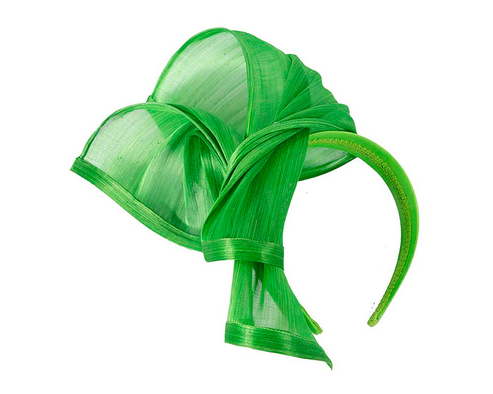 Bespoke lime silk abaca racing fascinator by Fillies Collection - Hats From OZ