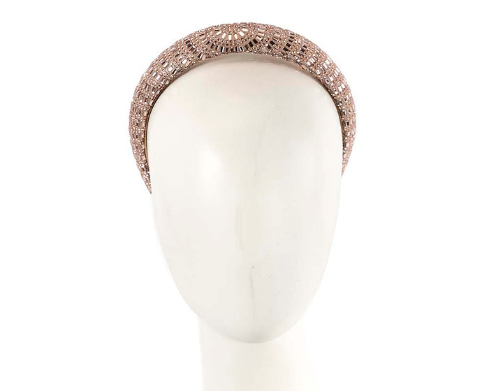 Rose gold crystal covered fascinator headband by Max Alexander - Hats From OZ