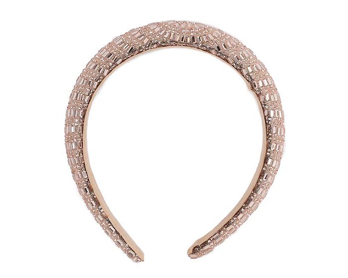 Rose gold crystal covered fascinator headband by Max Alexander - Hats From OZ
