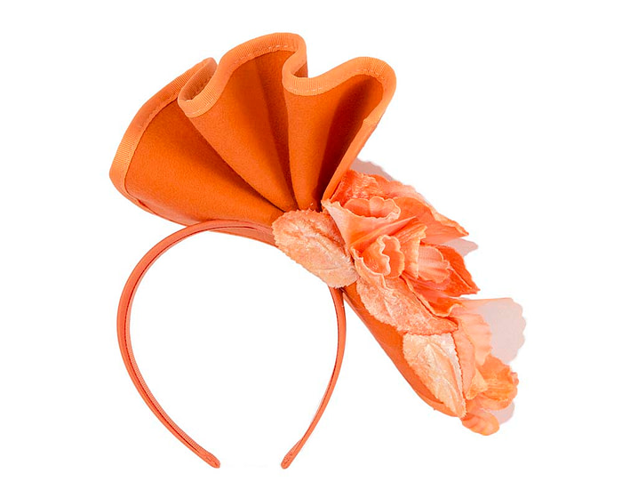 Large orange felt flower fascinator - Hats From OZ