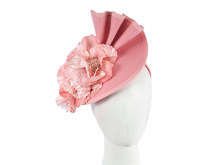 Large pink felt flower fascinator - Hats From OZ