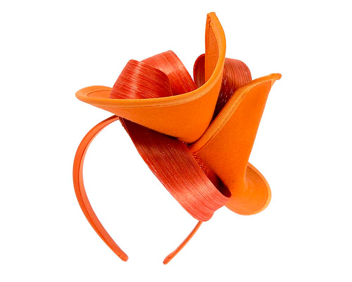 Twisted orange felt fascinator by Fillies Collection - Hats From OZ
