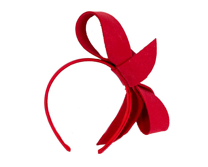 Red felt bow fascinator - Hats From OZ