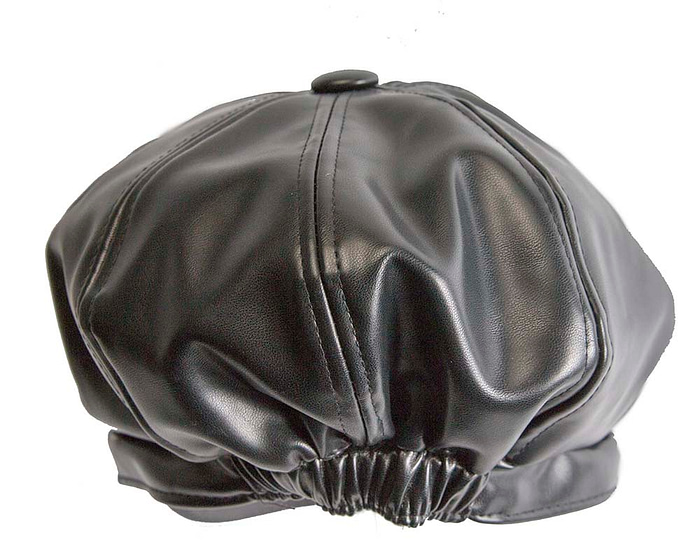 Black leather newsboy cap by Max Alexander - Hats From OZ