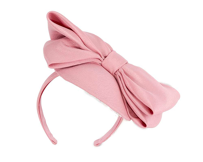 Dusty pink satin fascinator with big bow by Max Alexander - Hats From OZ
