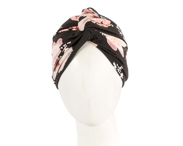 Black flower turban by Max Alexander - Hats From OZ
