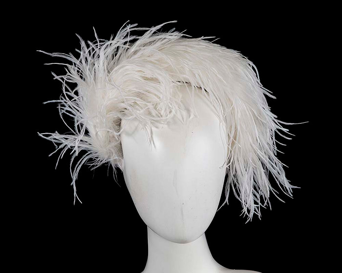 Bespoke cream headband with оstriсh feathers by Cupids Millinery - Hats From OZ