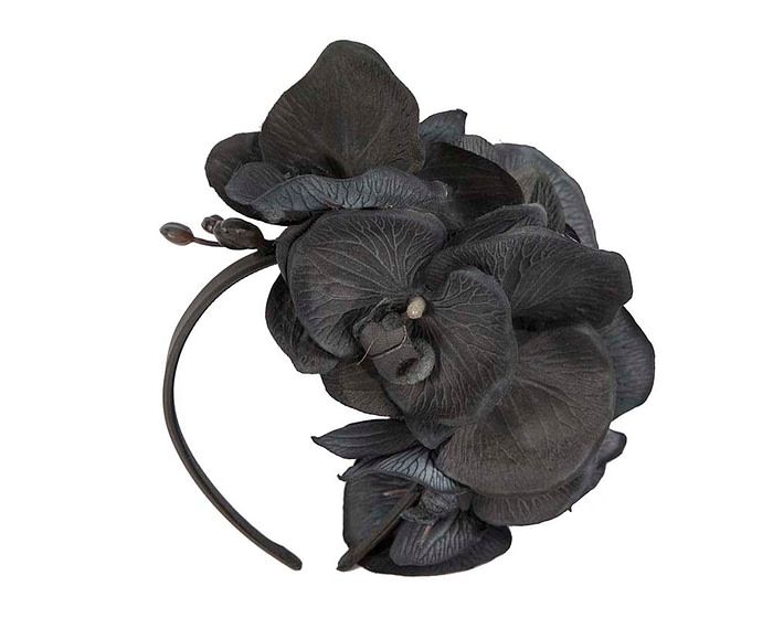 Bespoke black orchid flower headband by Fillies Collection - Hats From OZ
