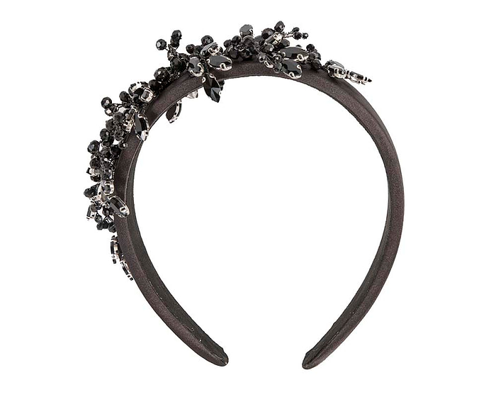 Black crystals fascinator headband by Cupids Millinery - Hats From OZ