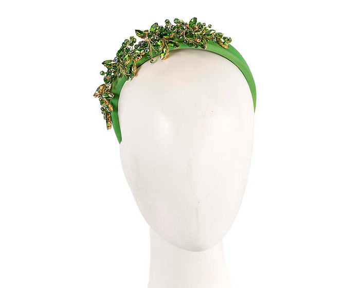 Green crystals fascinator headband by Cupids Millinery - Hats From OZ
