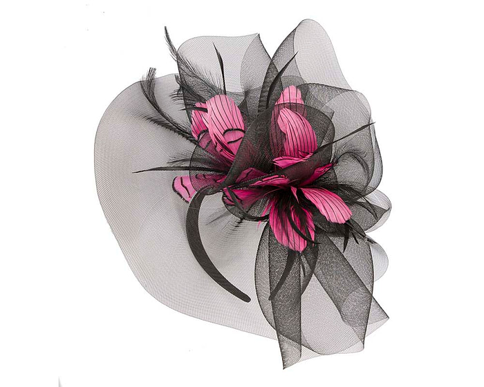 Large black & fuchsia fascinator by Cupids Millinery - Hats From OZ