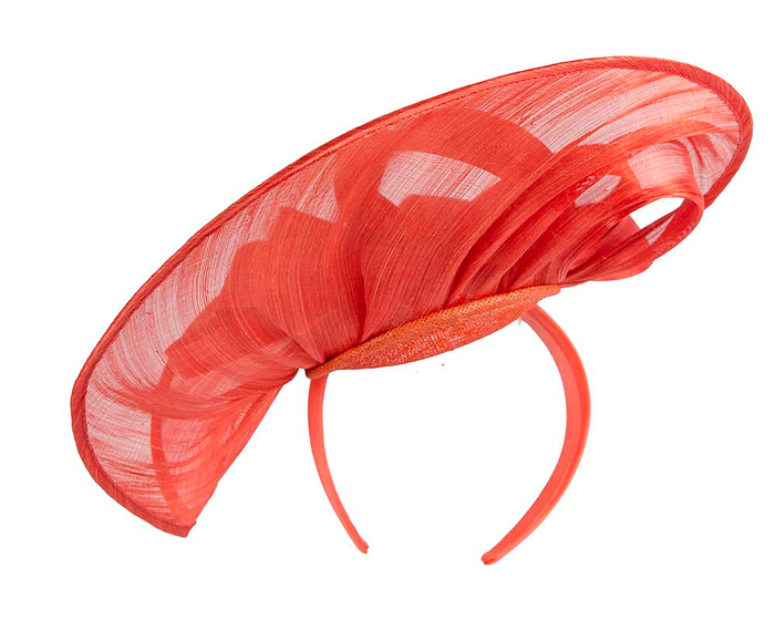 Large orange silk abaca heart fascinator - Hats From OZ