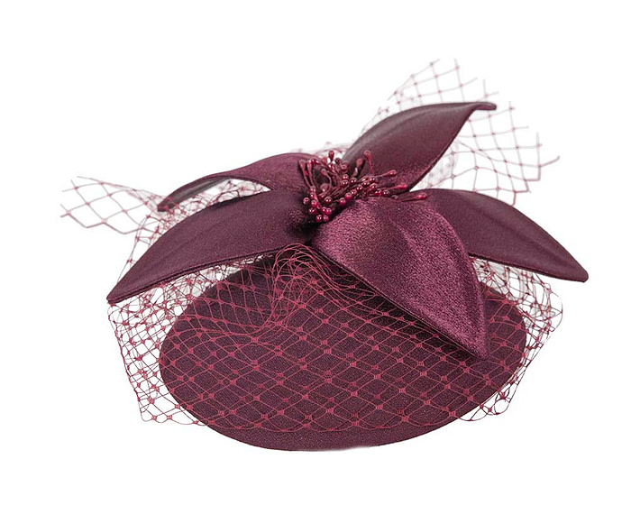 Custom made burgundy special occasion cocktail hat - Hats From OZ